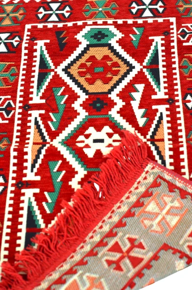 Etnik Motifli Otantik Dekoratif Kilim Desenli Halı (60cmx90cm) M4 - 4