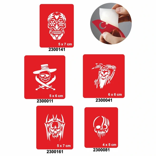 İskeletler 5'li Set Geçici Dövme Kına Şablonu