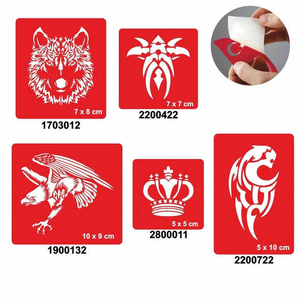 Yalnız Kurt 5'li Set Geçici Dövme Kına Şablonu ürün görseli 1