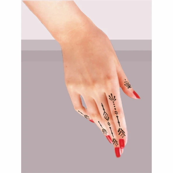 Zarif Parmaklar 5'li Set Geçici Dövme Kına Şablonu - Resim 2