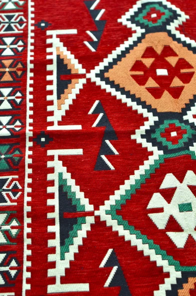 Etnik Motifli Otantik Dekoratif Kilim Desenli Halı (80cmx125cm) M4 - 5