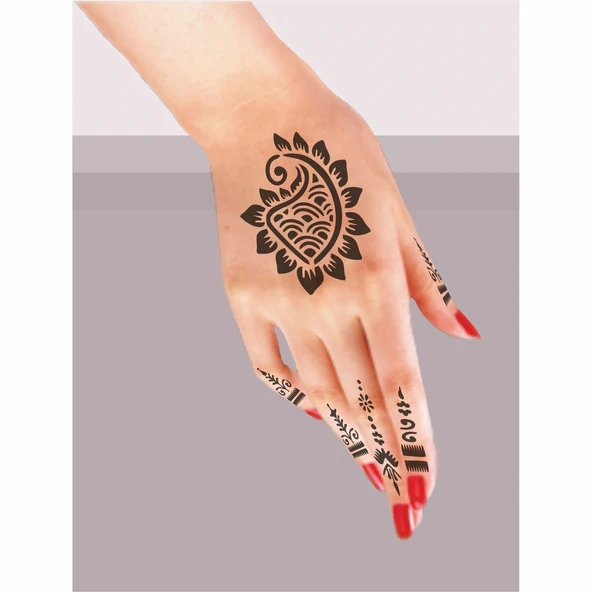 Buta 5'li Set Geçici Dövme Kına Şablonu - Resim 2