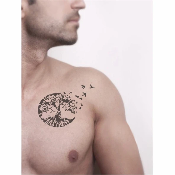 Ulu Ağaç Tattoo Geçici Dövme Şablonları Kına Kalıpları - 2