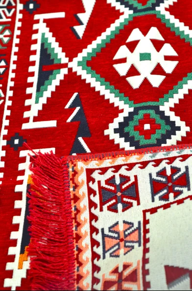 Etnik Motifli Otantik Dekoratif Kilim Desenli Halı (80cmx200cm) M4 - 4