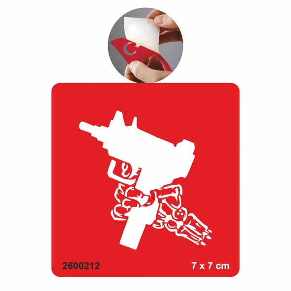 İskelet Silah Taramalı Tabanca  Tattoo Geçici Dövme Şablonları Kına Kalıpları