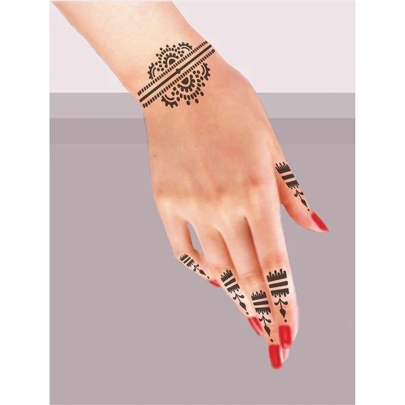 Bliek Ve Parmaklar 5'li Set Geçici Dövme Kına Şablonu - Resim 2