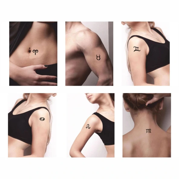 Burçlar-1 5'li Set Geçici Dövme Kına Şablonu - Resim 2