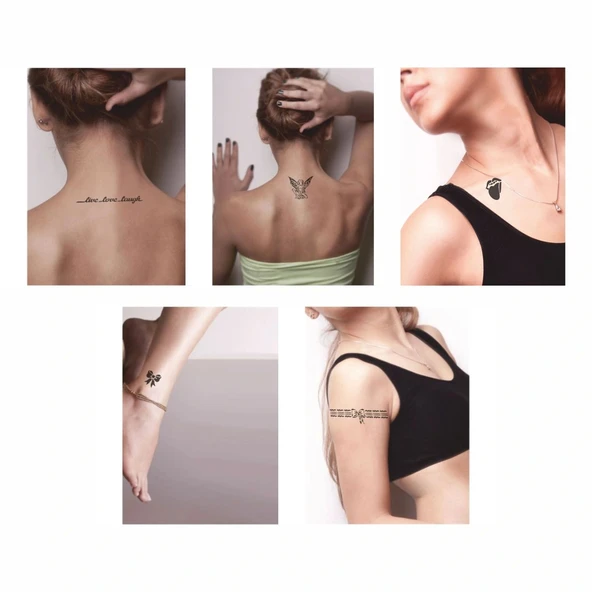 Yaşa Sev Gül 5'li Set Geçici Dövme Kına Şablonu - Resim 2