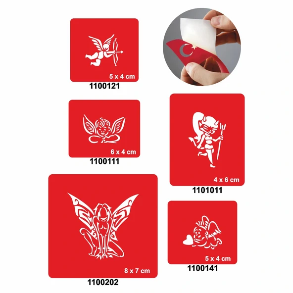 Melek Mi Şeytan Mı 5'li Set Geçici Dövme Kına Şablonu ürün görseli 1