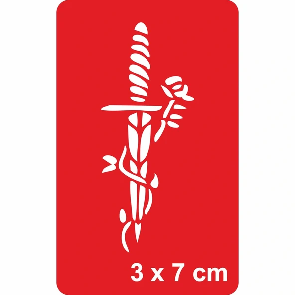 Kama ve Gül  Tattoo Geçici Dövme Şablonları Kına Kalıpları