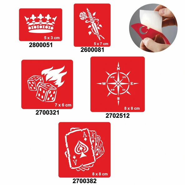 Şans Oyunları 5'li Set Geçici Dövme Kına Şablonu ürün görseli 1