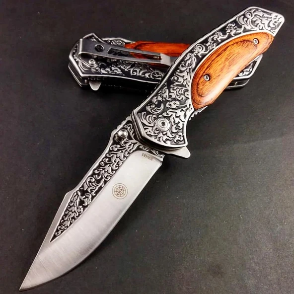 Swat Company İşlemeli Ahşap Kabze Kamp Çakısı ürün görseli