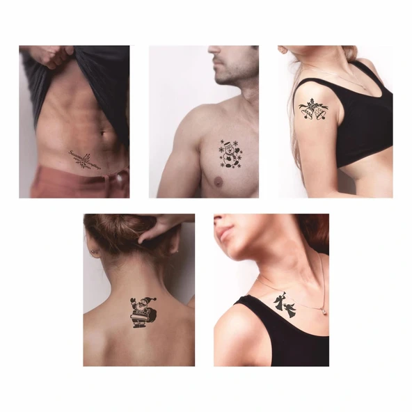 Kardan Adam 5'li Set Geçici Dövme Kına Şablonu - Resim 2