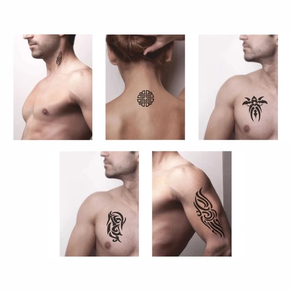 Triballer 5'li Set Geçici Dövme Kına Şablonu - Resim 2