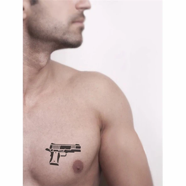 Beretta 2 Tabanca  Tattoo Geçici Dövme Şablonları Kına Kalıpları - 2