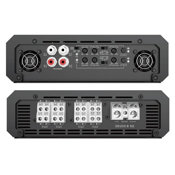 Garaj Dünyası QD200.8 SQ | QLine D Sınıfı 8 Kanal Amplifikatör 4 Ohm 8*200W RMS ürün görseli