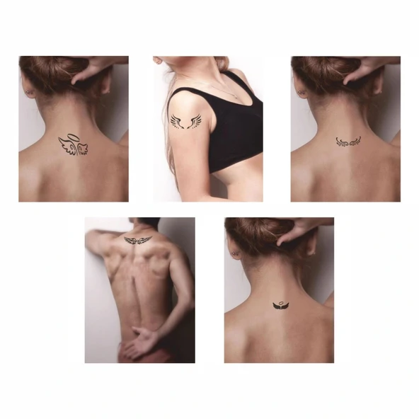 Özgür Kanatlar 5'li Set Geçici Dövme Kına Şablonu - Resim 2