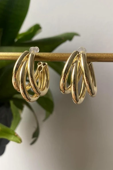 Üç Sıra Halka Çelik Küpe - 3