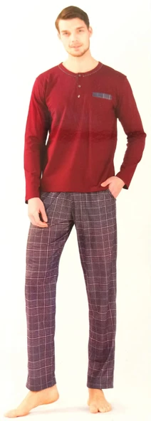 Erkek Pijama Takımı Bordo S Beden ürün görseli 1