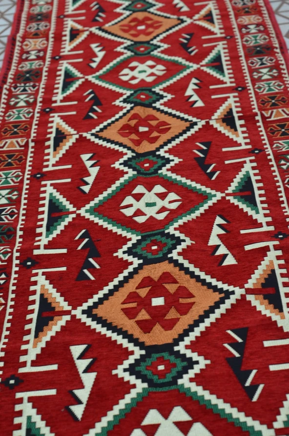 Etnik Motifli Otantik Dekoratif Kilim Desenli Halı (80cmx300cm) M4 - 4