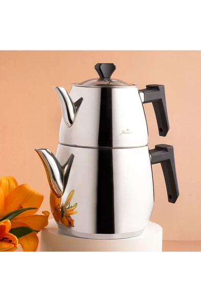 Jumbo Lubin Bakalit Saplı Çelik Çaydanlık