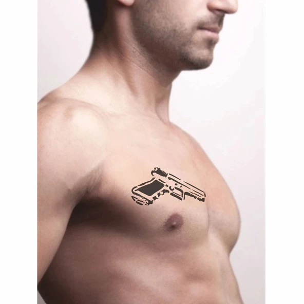 Tabanca Witness Elite Match  Tattoo Geçici Dövme Şablonları Kına Kalıpları - Resim 2