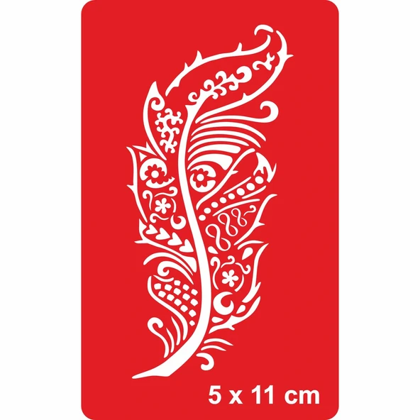 Desenli Kuş Tüyü 252 Tattoo Geçici Dövme Şablonları Kına Kalıpları ürün görseli 1