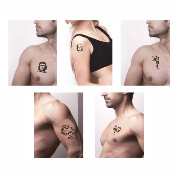 Popüler Simalar 5'li Set Geçici Dövme Kına Şablonu - Resim 2