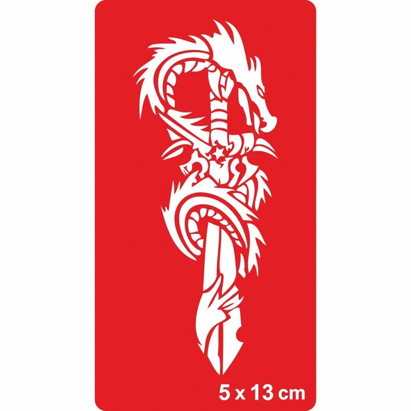 Kılıçlı Kral Ejderha Tattoo Geçici Dövme Şablonları Kına Kalıpları ürün görseli 1