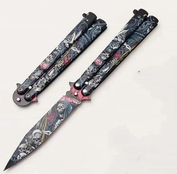 AlsepeteAvm Kuru Kafa Desenli Tek Kelebek Çakı ürün görseli 1