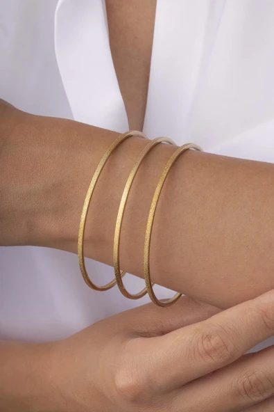 Gümüş Pazarım Mat Görünüm Üçlü Ajda Kadın Çelik Bilezik ürün görseli 1