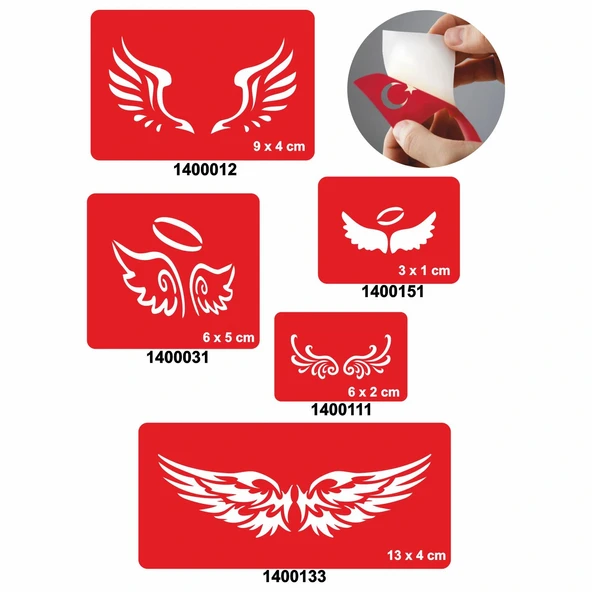 Özgür Kanatlar 5'li Set Geçici Dövme Kına Şablonu ürün görseli 1
