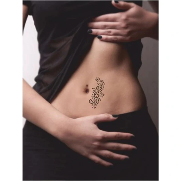 Benek Dallar ve Çiçekler Tattoo Geçici Dövme Şablonları Kına Kalıpları - Resim 2