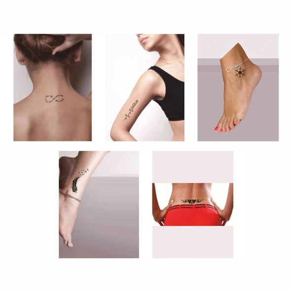 Hayat Yaşamaktır 5'li Set Geçici Dövme Kına Şablonu - Resim 2