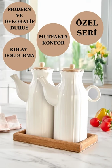 3'Lü Standlı Yağdanlık Seti Sirkelik Zeytin Yağlığı 1 LT - Resim 3