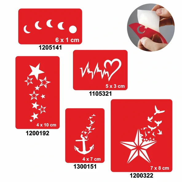 Gökyüzü 5'li Set Geçici Dövme Kına Şablonu ürün görseli 1