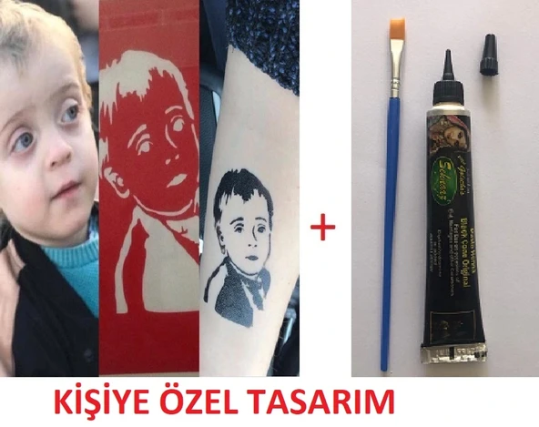 Resimden Geçici Dövme Yapma Seti Kına ve fırça Hediyeli ürün görseli 1