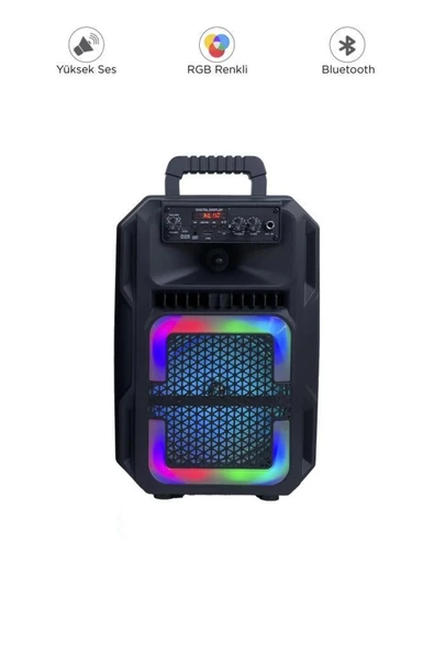 D25 RGB Işıklı Mikrofonlu Kumandalı USB/TF/FM/MIC/BT Bluetooth Hoparlör Siyah