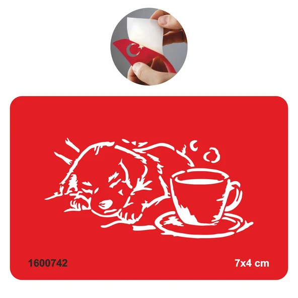 Kahve Ve Köpek Tattoo Geçici Dövme Şablonları Kına Kalıpları ürün görseli 1