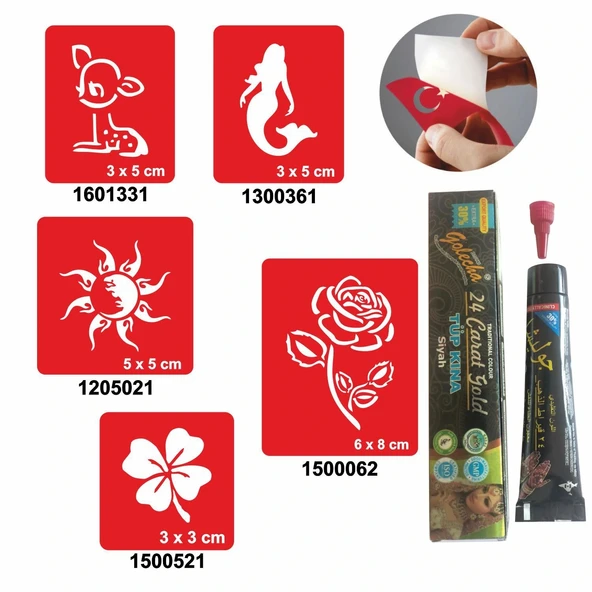 Zarif Kadın Desenleri Hint Kınası ile Geçici Dövme Yapma Seti ürün görseli 1