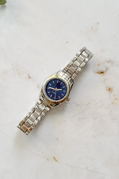 Valinor Gri Kordon Lacivert Kadran Kadın Kol Saati - Resim 3