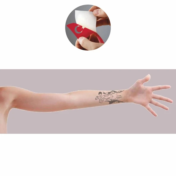 Bruce Lee Tattoo Geçici Dövme Şablonları Kına Kalıpları - Resim 2