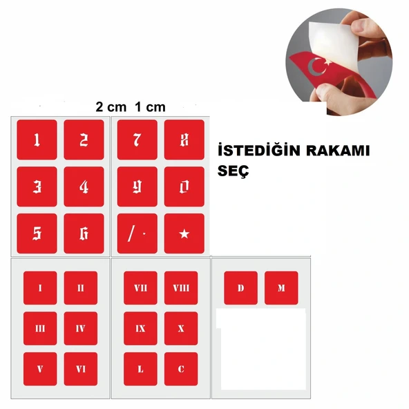 Rakam Dövmesi  1 Adet Rakam Dövme Deseni Tattoo Geçici Dövme Şablonları Kına Kalıpları - Resim 2