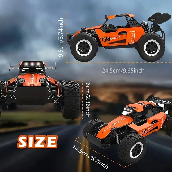 1:16 Off Road Şarjlı RC Uzaktan kumandalı TURUNCU Arazi Aracı 5 Kanallı Tek Bataryalı 20 Km/s Hızında Hediyelik Oyuncak - 2