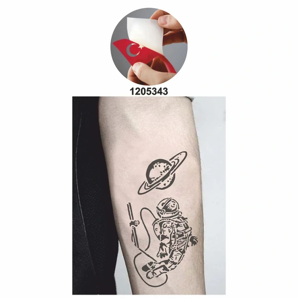 Uzay Yolcusu Astronot Tattoo Geçici Dövme Şablonları Kına Kalıpları - Resim 2