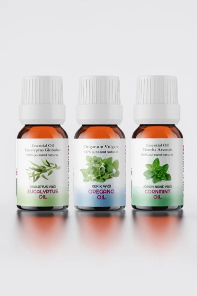 En Sevilen Aromaterapi Uçucu Yağlar Paketi ( Japon Nane Okaliptüs Kekik -10 ml)+Sprey Başlık
