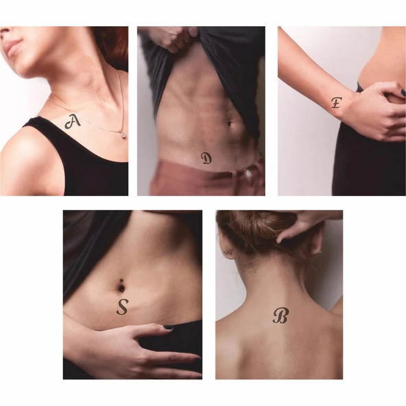 Seçtiğiniz 1 Adet Harf Şablonu Tattoo Geçici Dövme Şablonları Kına Kalıpları ürün görseli 1