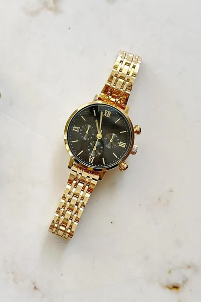 Massa Siyah Kadran Gold Kordon Kadın Kol Saati - 4