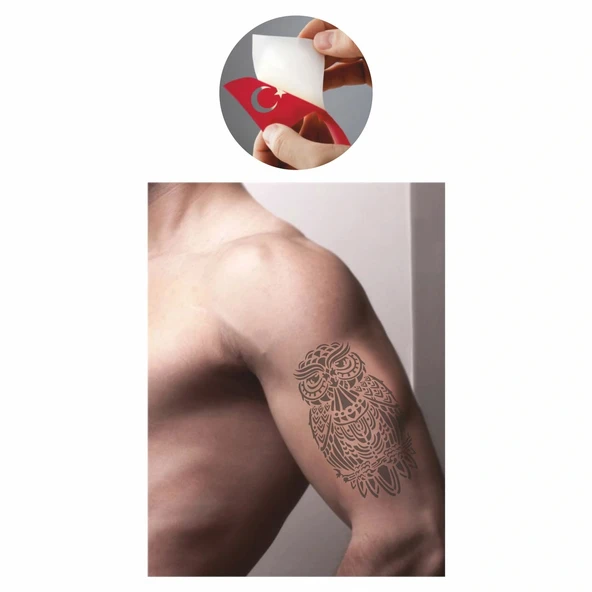 Büyük Baykuş Tattoo Geçici Dövme Şablonları Kına Kalıpları - Resim 2
