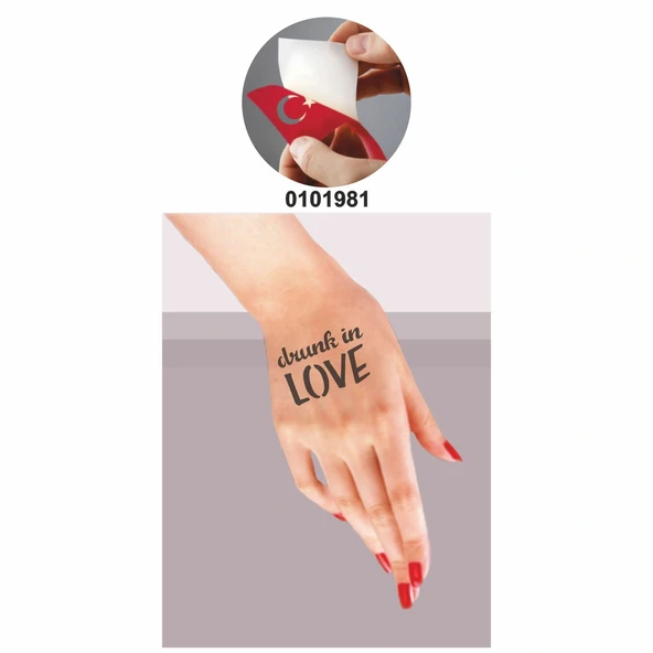 Aşk Sarhoşu  Tattoo Geçici Dövme Şablonları Kına Kalıpları - Resim 2